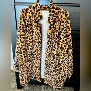 Amazon Brand Omoone Leopard Faux Fur Coat